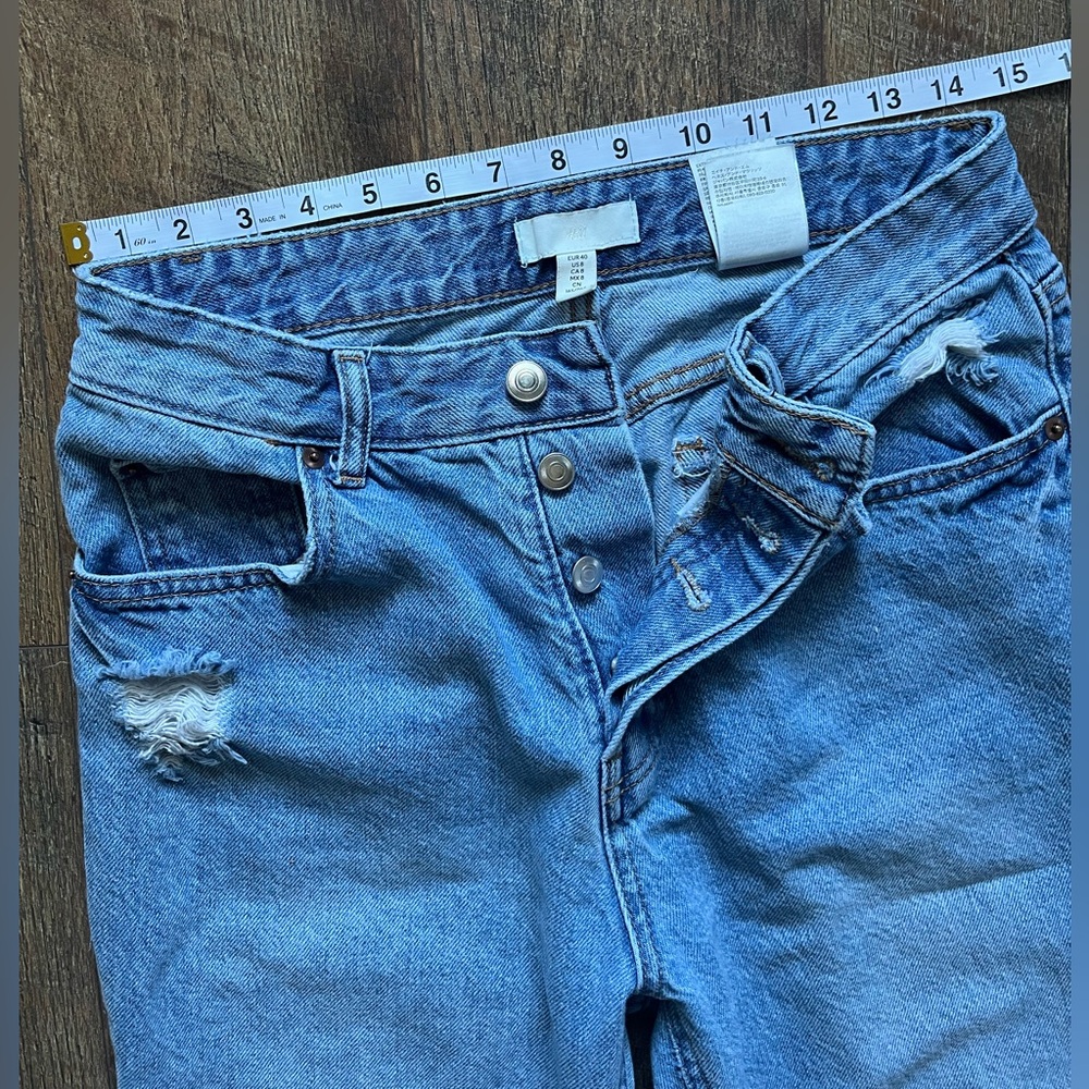 H&M High-Rise Light Blue Button-Fly Straight Jeans 8x26 - Picture 8 of 13